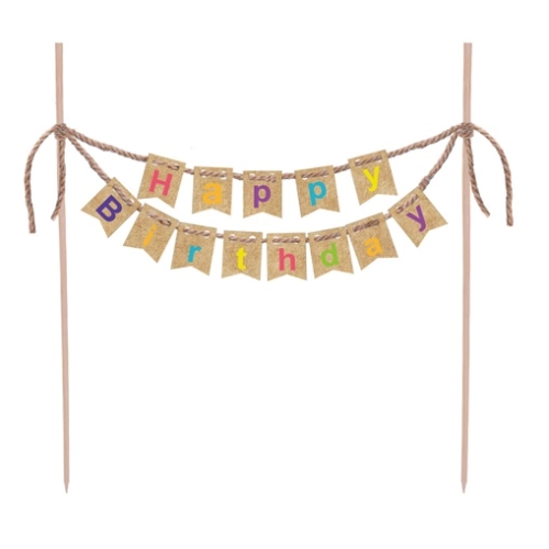 Topper girlanda ozdoby na tort kolorowy napis Happy Birthday dekoracje urodzinowe
